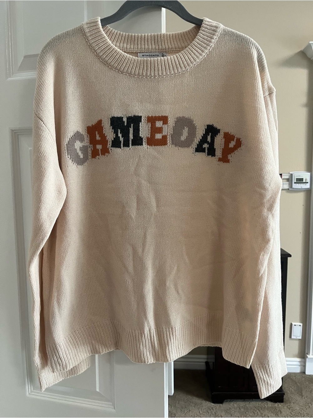 Staccato Cream 'GAMEDAY' Football Crewneck Sweater with Multicolor Lettering